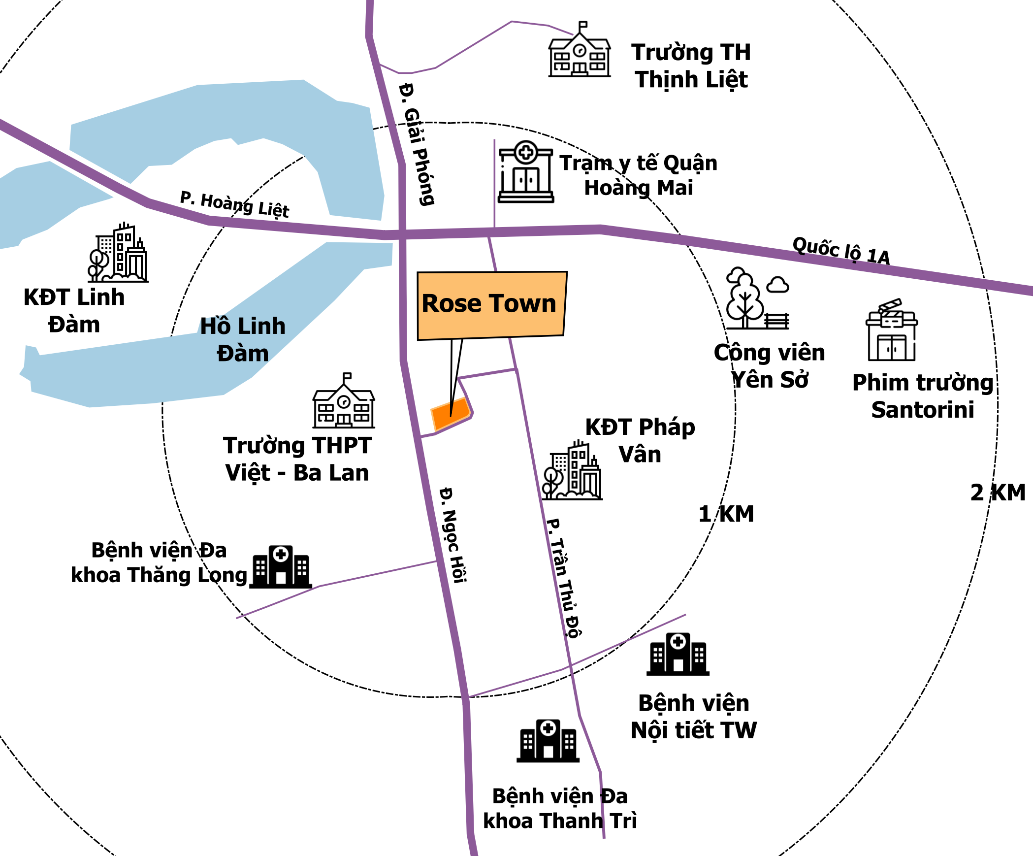 Vị trí chung cư Rose Town 79 Ngọc Hồi